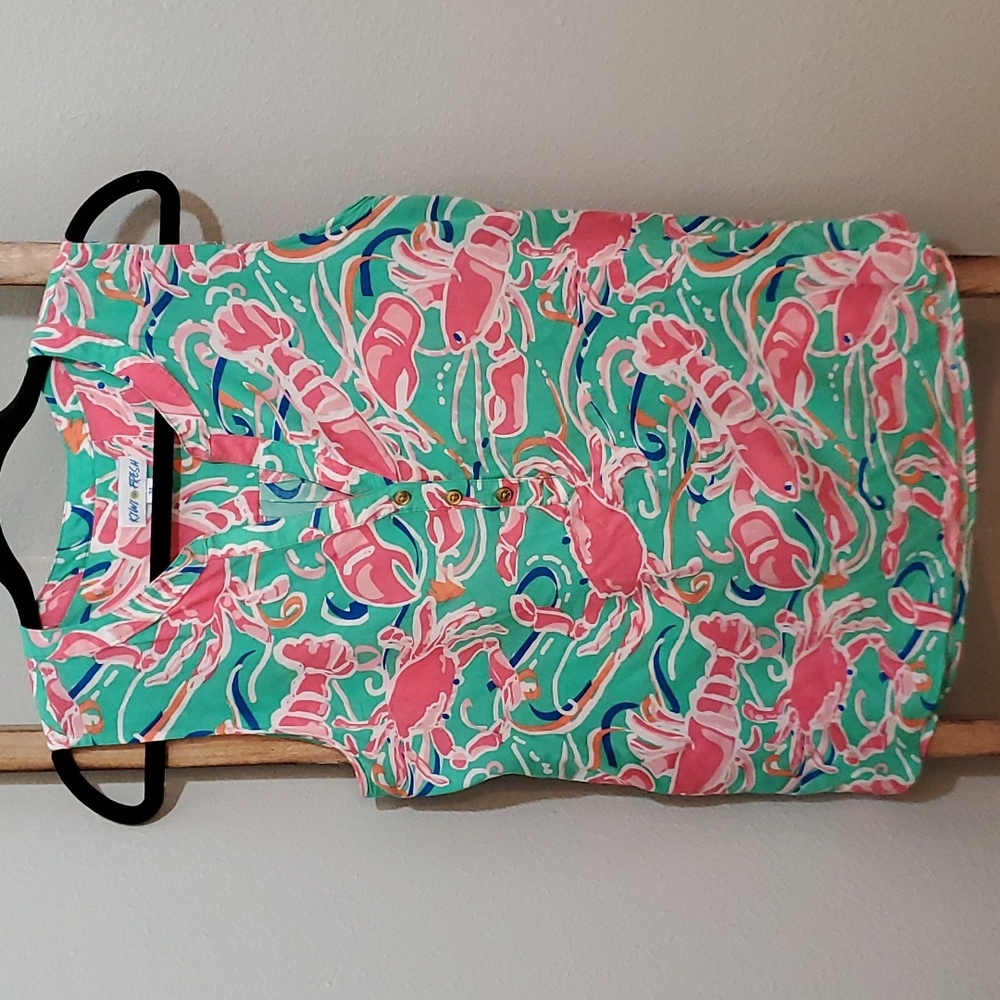 Kiki Fresh Short Sleeve Printed Button Placket Top Bouse